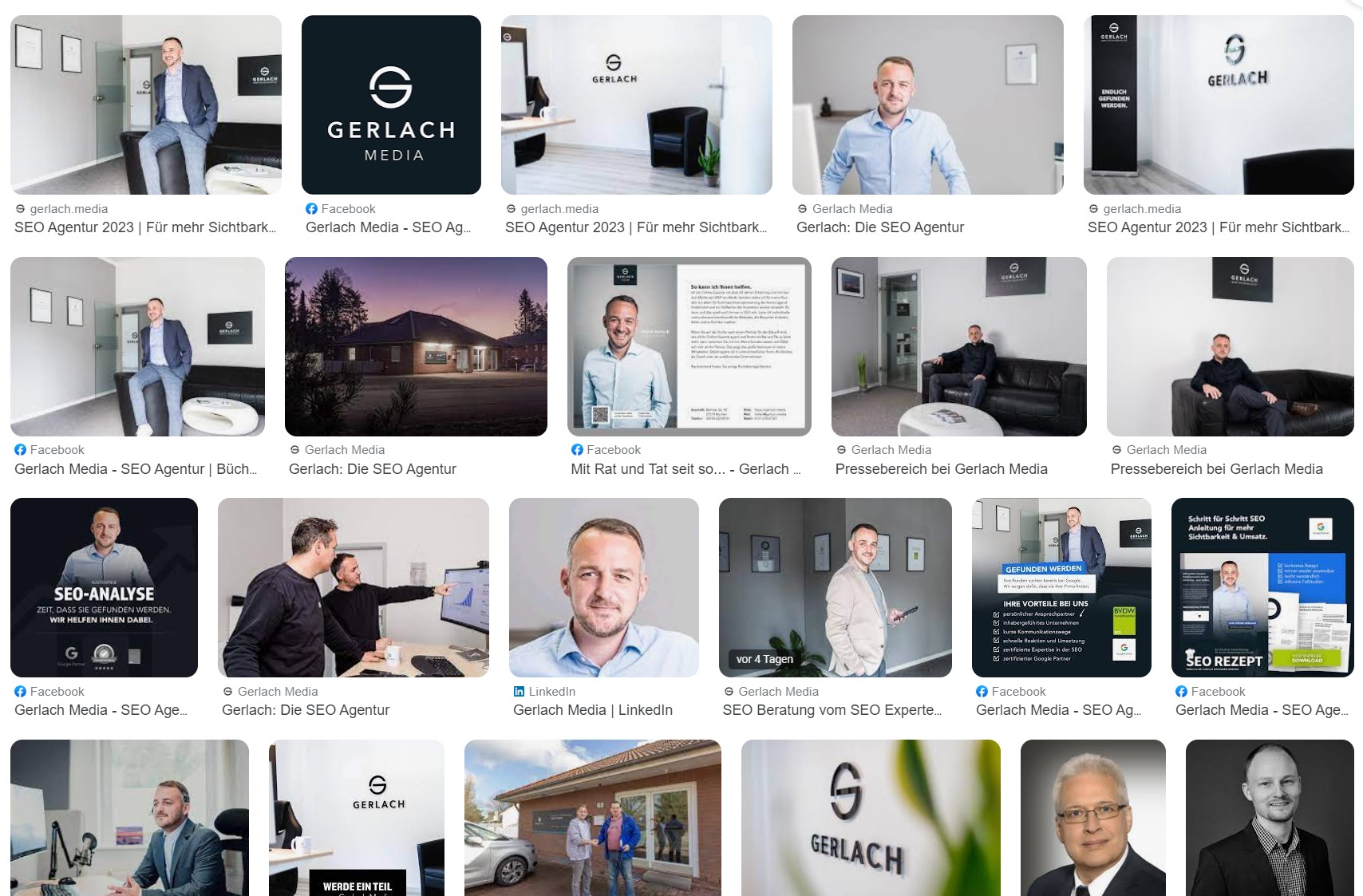 Screenshot Google Bildersuche Ergebnisse bei der Suche nach Gerlach Media