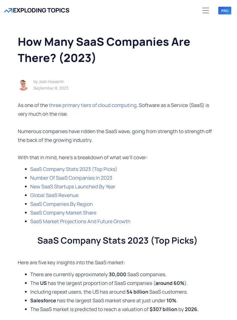 Website von explodingtopics.com
