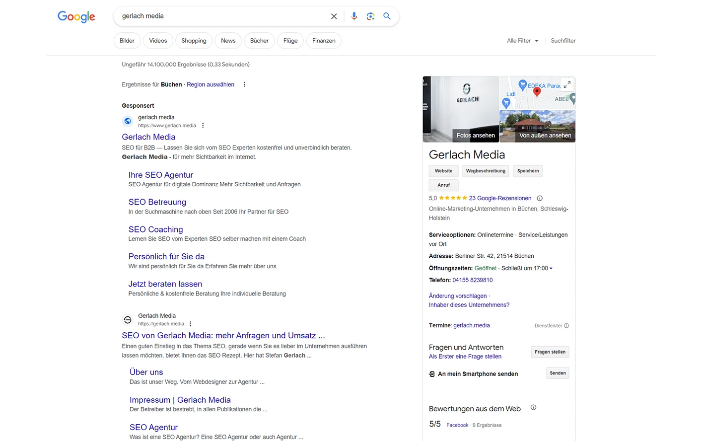 Screenshot Google My Business - lokale SEO