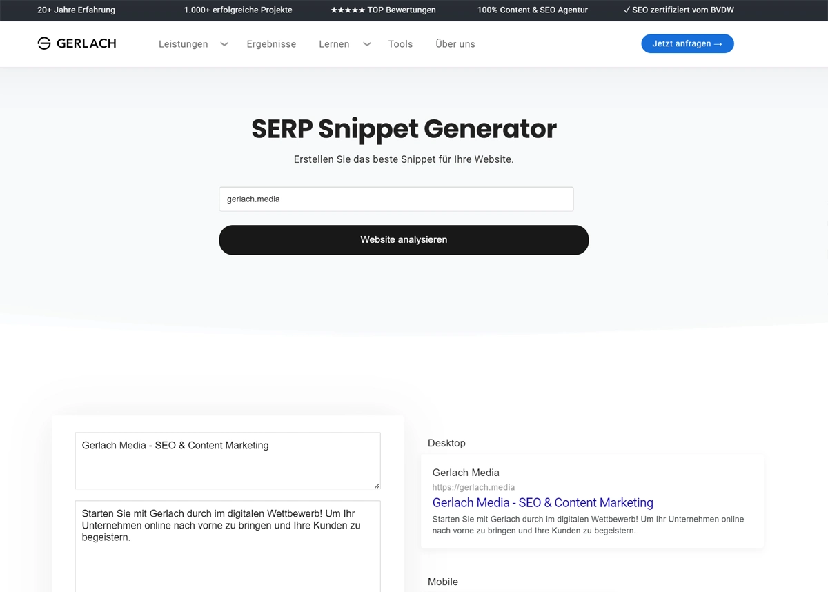 Serp Snippet Generator