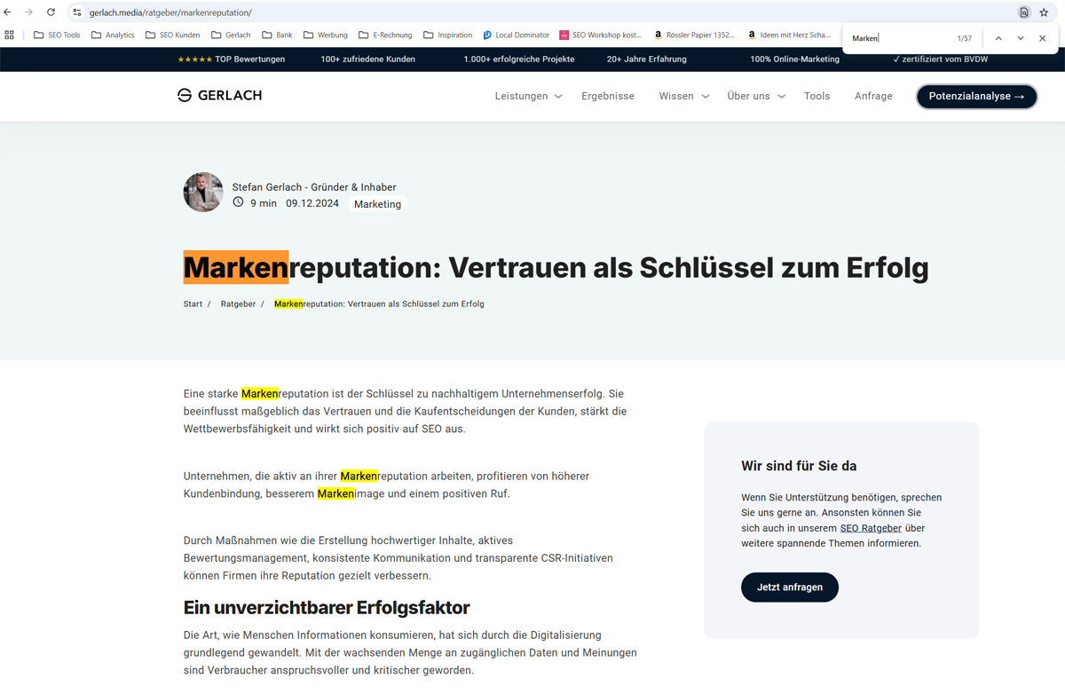 Auf der Webseite mit STR+F suchen