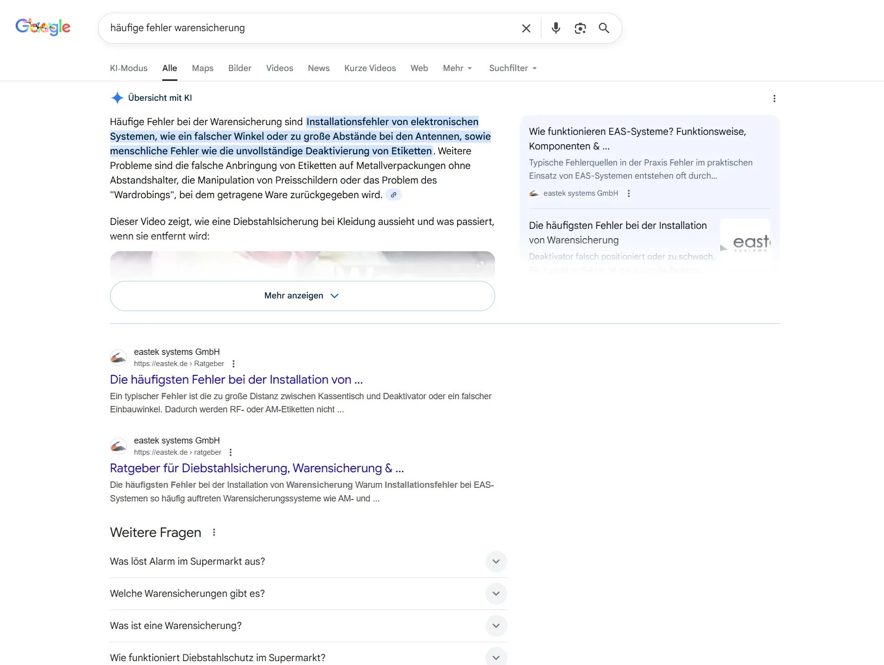 Erste Rankings und Sichtbarkeit in Google und Googles AI Overviews