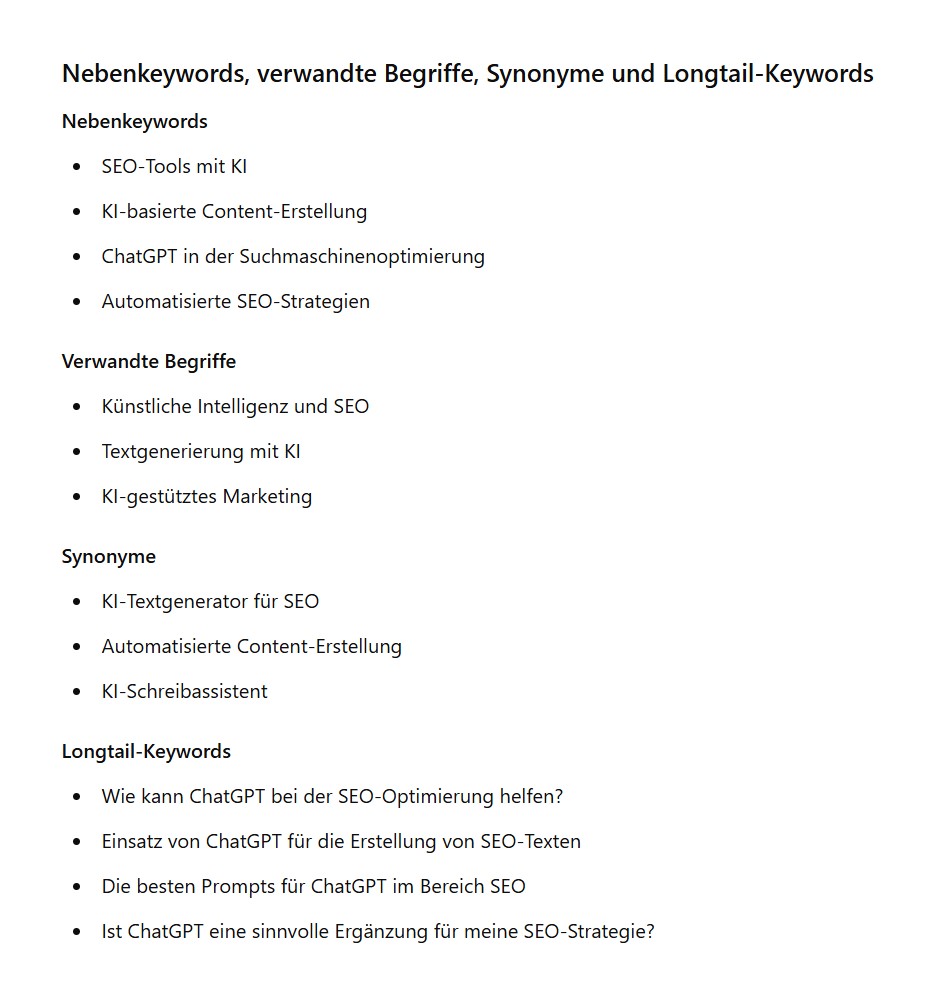 Keywords finden mit Hilfe von ChatGPT