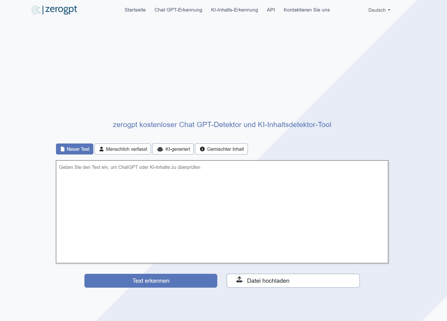 Screenshot vom KI Detector ZeroGPT
