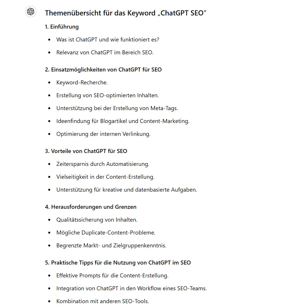 Themenübersicht mit ChatGPT erstellen