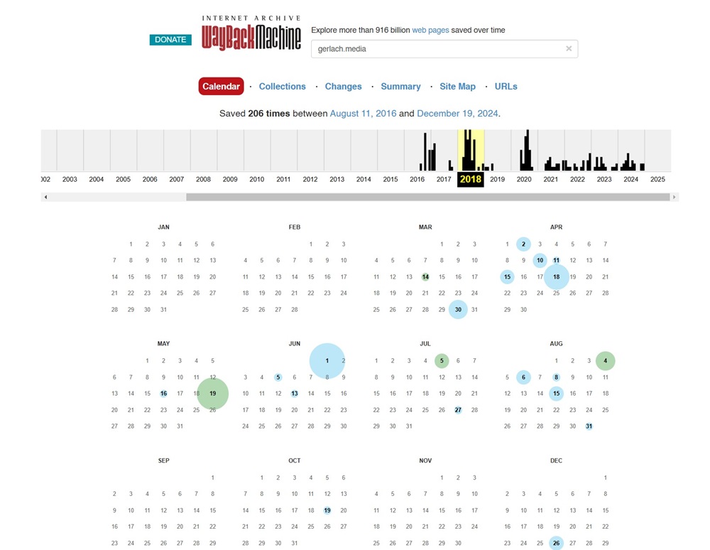 Screenshot der Wayback Machine - Gerlach Media